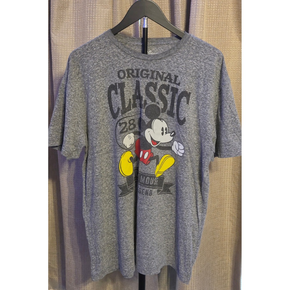 Disney Mickey Mouse T-Shirt Women's Size XL Heathered Gray Cotton-Blend Casual